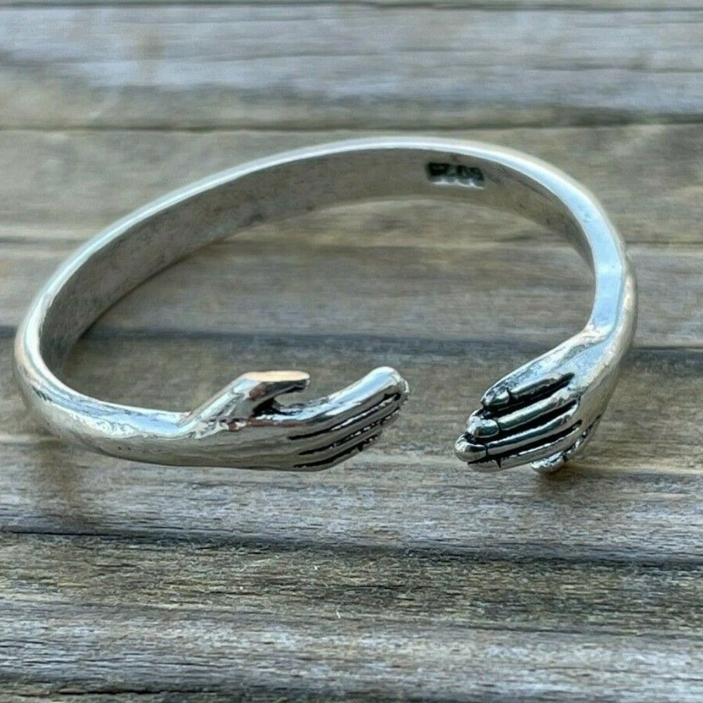 Hug Ring Silver Tone Fashion Unisex Ring Jewelry Friendship Ring Size Adjustable - Picture 11 of 11